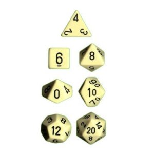 CHESSEX 25400 OPAQUE POLYHEDRAL 7 DICE SET IVORY/BLACK