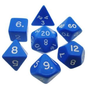 CHESSEX 25406 OPAQUE POLYHEDRAL 7 DICE SET BLUE/WHITE