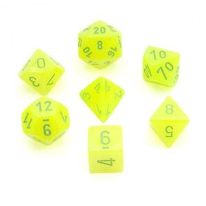 CHESSEX 27422 VORTEX POLYHEDRAL 7 DICE SET YELLOW/GREEN