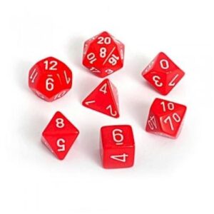 CHESSEX 25404 OPAQUE POLYHEDRAL 7 DICE SET RED/WHITE