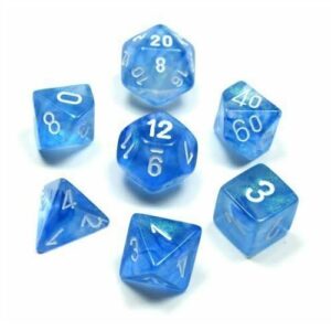 CHESSEX 27426 BOREALIS POLYHEDRAL 7 DICE SET SKY BLUE/WHITE