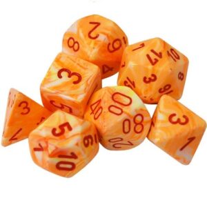 CHESSEX 27453 FESTIVE POLYHEDRAL 7 DICE SET SUNBURST/RED
