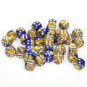 CHESSEX 26822 GEMINI 12mm 36xD6 BLUE-GOLD/WHITE