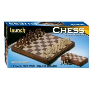 LAUNCH 12" FOLDING BURNT WOOD CHESS SET
