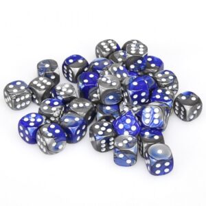 CHESSEX 26823 GEMINI 12mm 36xD6 BLUE STEEL/WHITE