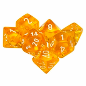 CHESSEX 23072 TRANSLUCENT POLYHEDRAL 7 DICE SET YELLOW/WHITE