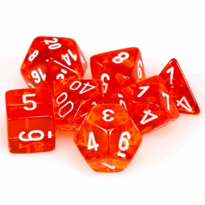 CHESSEX 23073 TRANSLUCENT POLYHEDRAL 7 DICE SET ORANGE/WHITE