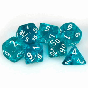 CHESSEX 23085 TRANSLUCENT POLYHEDRAL 7 DICE SET TEAL/WHITE