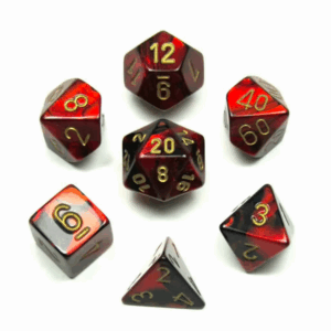 CHESSEX 26433 GEMINI POLYHEDRAL 7 DICE SET BLACK-RED/GOLD
