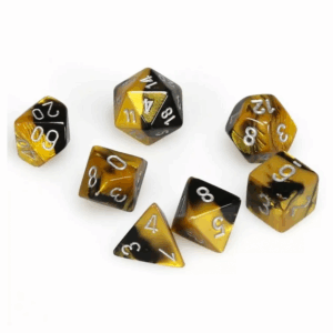 CHESSEX 26451 GEMINI POLYHEDRAL 7 DICE SET BLACK-GOLD/SILVER