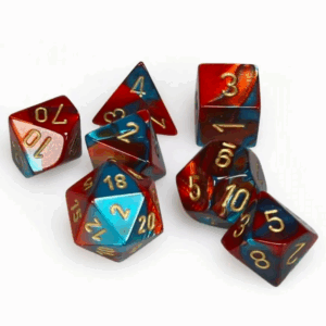 CHESSEX 26462 GEMINI POLYHEDRAL 7 DICE SET RED-TEAL/GOLD