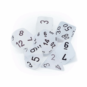 CHESSEX 27401 FROSTED POLYHEDRAL 7 DICE SET CLEAR/BLACK
