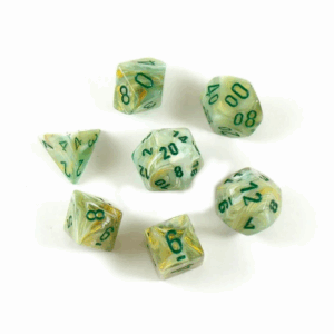 CHESSEX 27409 MARBLE POLYHEDRAL 7 DICE SET GREEN/DARK GREEN