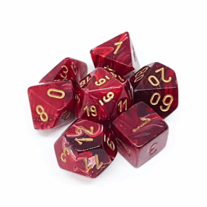 CHESSEX 27434 VORTEX POLYHEDRAL 7 DICE SET BURGUNDY/GOLD