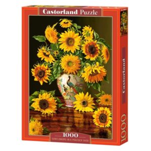 CASTORLAND 1000 PIECE SUNFLOWERS IN A PEACOCK VASE