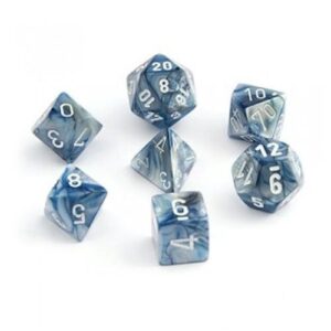 CHESSEX 27490 LUSTROUS POLYHEDRAL 7 DICE SET SLATE/WHITE