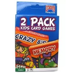 BICYCLE 2 PACK KIDS CARD GAMES BLUE - CRAZY 8's & MEMORY