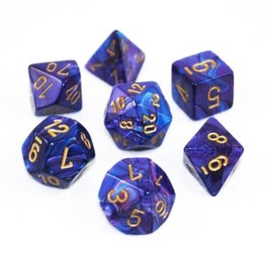 CHESSEX 27497 LUSTROUS POLYHEDRAL 7 DICE SET PURPLE/GOLD