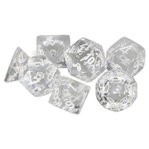 CHESSEX 23071 TRANSLUCENT POLYHEDRAL 7 DICE SET CLEAR/WHITE