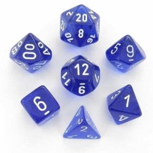 CHESSEX 23076 TRANSLUCENT POLYHEDRAL 7 DICE SET BLUE/WHITE