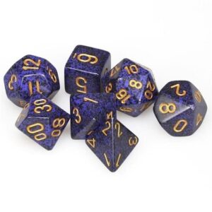 CHESSEX 25337 SPECKLED POLYHEDRAL 7 DICE SET GOLDEN COBALT