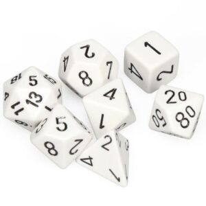 CHESSEX 25401 OPAQUE POLYHEDRAL 7 DICE SET WHITE/BLACK