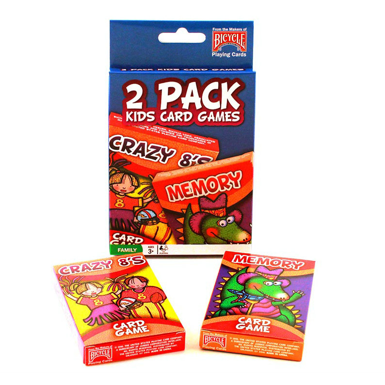 BICYCLE 2 PACK KIDS CARD GAMES BLUE - CRAZY 8's & MEMORY - Image 2