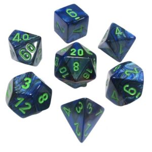 CHESSEX 27496 LUSTROUS POLYHEDRAL 7 DICE SET DARK BLUE/GREEN