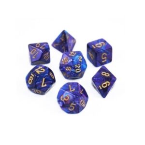 CHESSEX 26436 GEMINI POLYHEDRAL 7 DICE SET BLUE-GREEN/GOLD