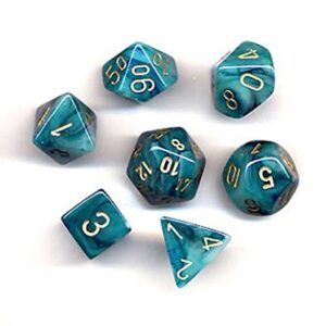 CHESSEX 27489 PHANTOM POLYHEDRAL 7 DICE SET TEAL/GOLD