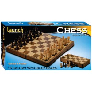LAUNCH 15 INCH WOOD FOLDING CHESS SET
