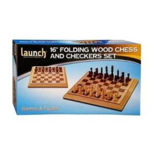 LAUNCH 16IN CHESS CHECKERS FOLDING WOOD