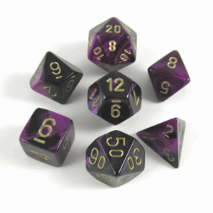 CHESSEX 26440 GEMINI POLYHEDRAL 7 DICE SET BLACK-PURPLE/GOLD