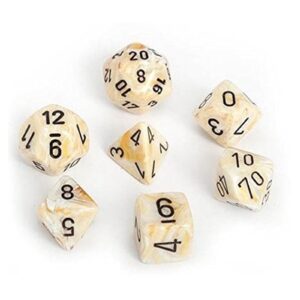 CHESSEX 27402 MARBLE POLYHEDRAL 7 DICE SET IROVY/BLACK