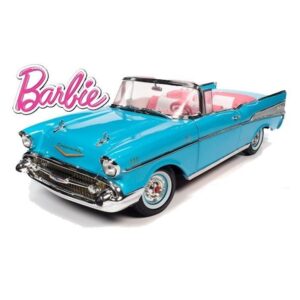 AUTO WORLD 1:18 1957 CHEVROLET BEL AIR CONVERTIBLE BARBIE AQUA (#AWSS135)