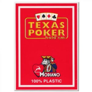 MODIANO TEXAS HOLD EM POKER CARDS RED 100% PLASTIC