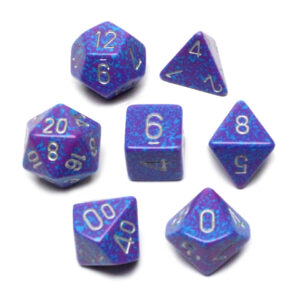 CHESSEX 25347 SPECKLED POLYHEDRAL 7 DICE SET TETRA/SILVER