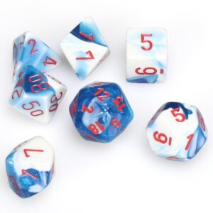 CHESSEX 26457 GEMINI POLYHEDRAL 7 DICE SET ASTRAL-BLUE/RED