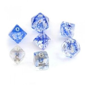 CHESSEX 27466 NEBULA POLYHEDRAL 7 DICE SET DARK BLUE/WHITE