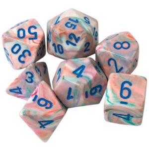 CHESSEX 20544 FESTIVE MINI POLYHEDRAL 7 DICE SET POP ART/BLUE