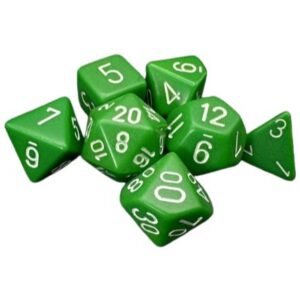 CHESSEX 25405 OPAQUE POLYHEDRAL 7 DICE SET GREEN/WHITE