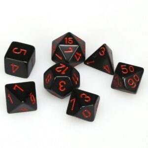 CHESSEX 25418 OPAQUE POLYHEDRAL 7 DICE SET BLACK/RED