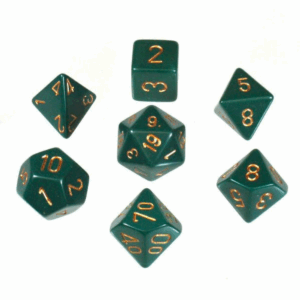 CHESSEX 25415 OPAQUE POLYHEDRAL 7 DICE SET DUSTY GREEN/COPPER