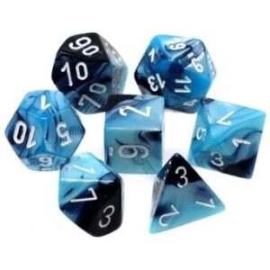 CHESSEX 26446 GEMINI POLYHEDRAL 7 DICE SET BLACK-SHELL/WHITE