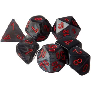 CHESSEX 27478 VELVET POLYHEDRAL 7 DICE SET BLACK/RED