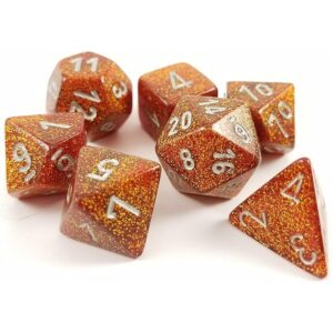 CHESSEX 27503 GLITTER POLYHEDRAL 7 DICE SET GOLD/SILVER