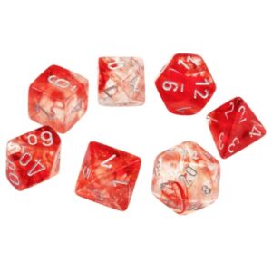 CHESSEX 27554 NEBULA LUMINARY POLYHEDRAL 7 DICE SET RED/SILVER