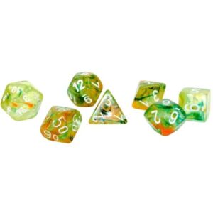 CHESSEX 27555 NEBULA LUMINARY POLYHEDRAL 7 DICE SET SPRING/WHITE