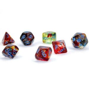 CHESSEX 27559 NEBULA LUMINARY POLYHEDRAL 7 DICE SET PRIMARY/BLUE