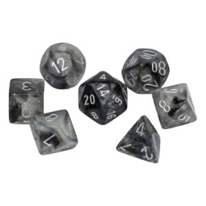 CHESSEX 27578 BOREALIS LUMINARY POLYHEDRAL 7 DICE SET LIGHT SMOKE/SILVER